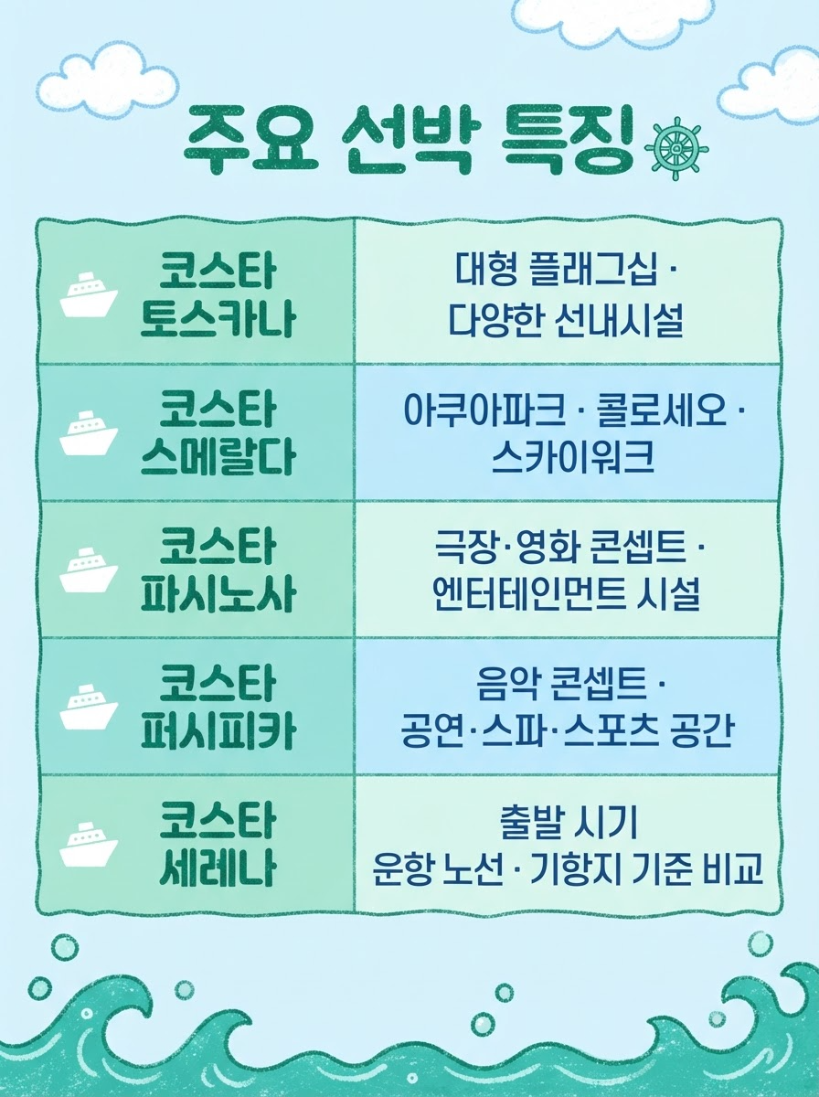 코스타크루즈 선박 비교 관련 이미지 10